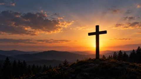 Cross at sunset
